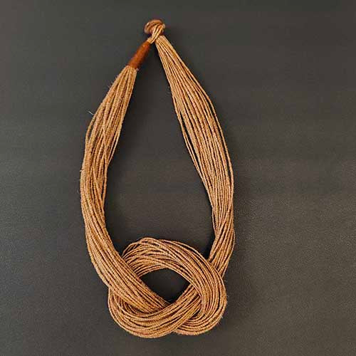 Loop Beige Copper Jute Dori Neckpiece