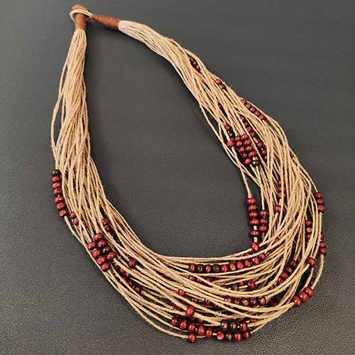 Rosary Beige Brown Jute Dori Neckpiece