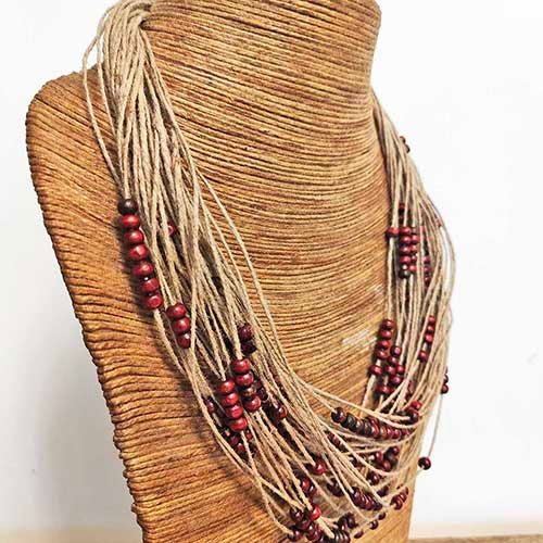 Rosary Beige Brown Jute Dori Neckpiece