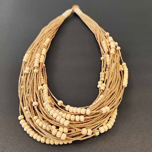 Rosary Beige Offwhite Jute Dori Neckpiece