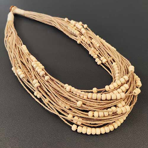 Rosary Beige Offwhite Jute Dori Neckpiece