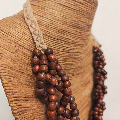 Plait Beige Brown Jute Dori Neckpiece