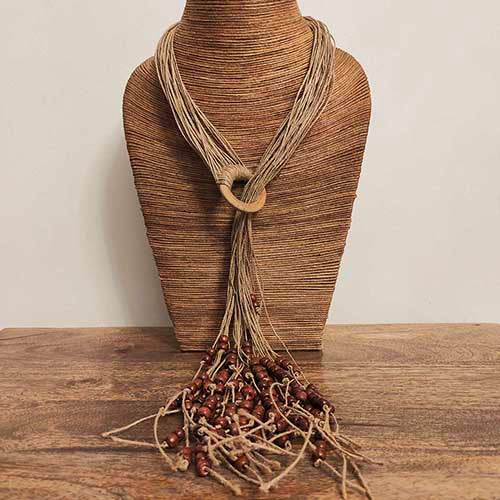 Rose Beige Jute Dori Neckpiece