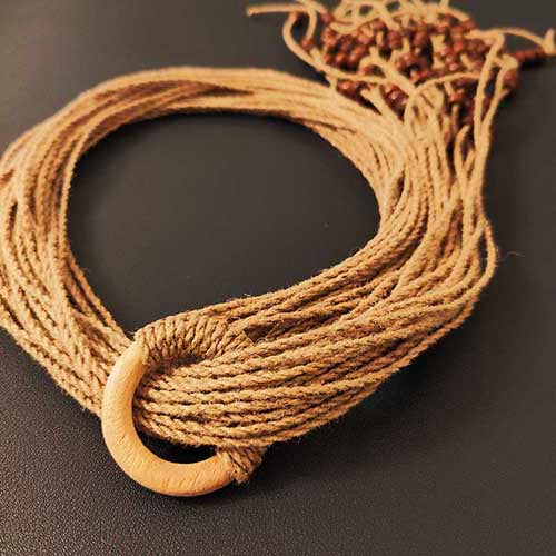 Rosette Beige Jute Dori Neckpiece