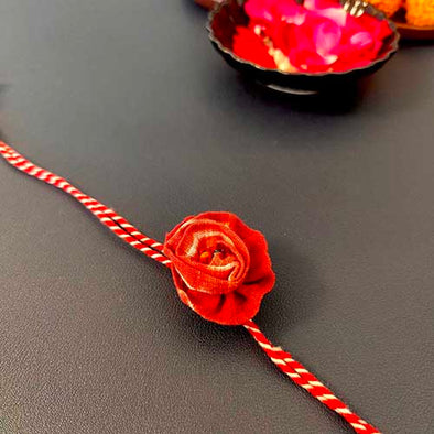 Laal Red / Crimson Shibori Fabric Handmade Rakhi