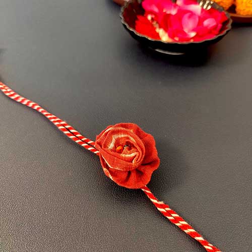 Laal Red / Crimson Shibori Fabric Handmade Rakhi