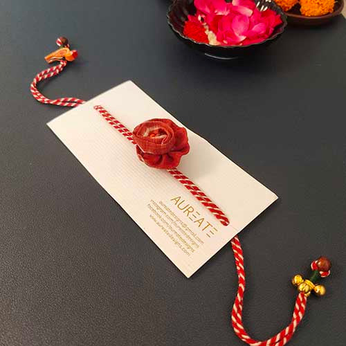 Laal Red / Crimson Shibori Fabric Handmade Rakhi