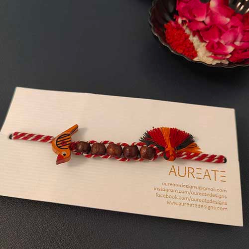 Chiriya Red Cotton Handmade Rakhi