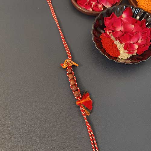 Chiriya Red Cotton Handmade Rakhi