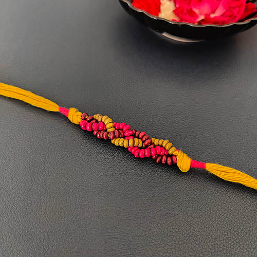 Wooden beads Plait  Cotton thread  Handmade Adult Rakhi