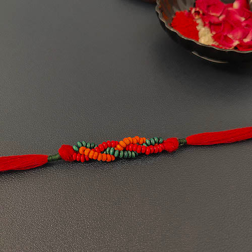 Wooden beads Plait  Cotton thread  Handmade Adult Rakhi