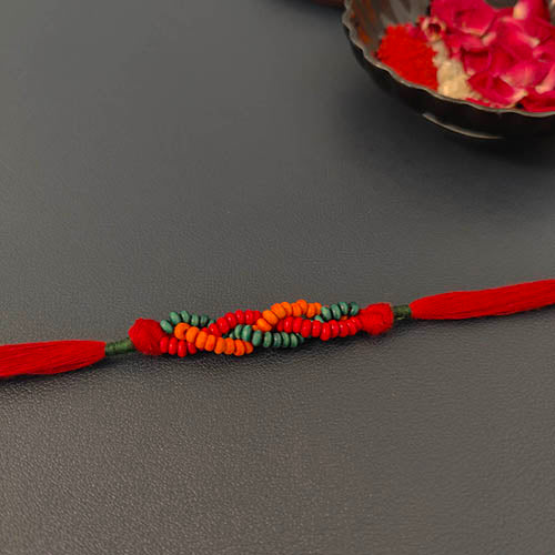 Wooden beads Plait Cotton thread  Handmade Adult Rakhi Set of 2