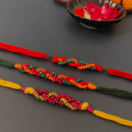 Wooden beads Plait  Cotton thread  Handmade Adult Rakhi