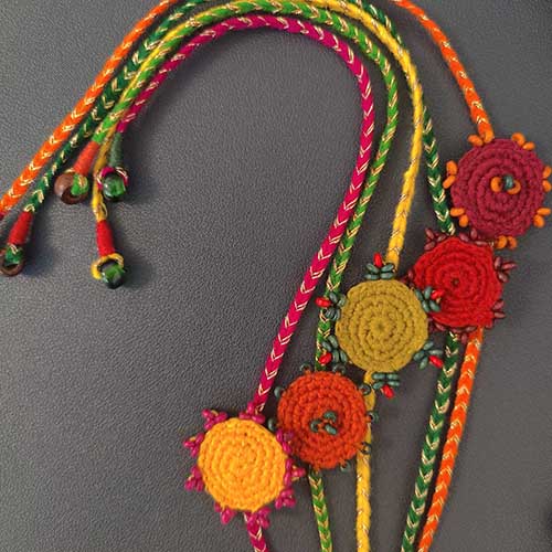 Crochet Multi Cotton Handmade Rakhi Set of 5