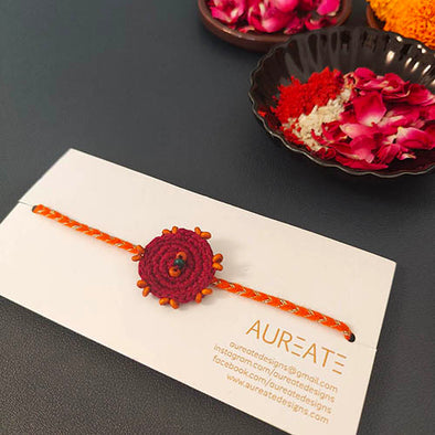 Crochet Fushia / Orange Cotton Handmade Rakhi