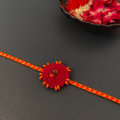 Crochet Fushia / Orange Cotton Handmade Rakhi