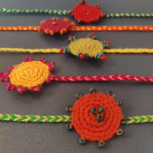 Crochet Multi Cotton Handmade Rakhi Set of 5