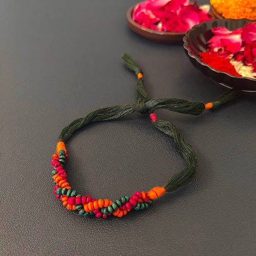 Wooden beads Plait  Cotton thread  Handmade Adult Rakhi