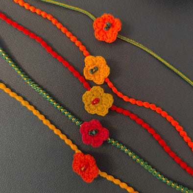 Phool Crochet Multi Cotton Handmade Rakhi Set of 5