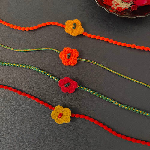 Phool Crochet Multi Cotton Handmade Rakhi Set of 4