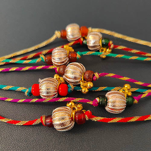 Multi Gota Ghungroo Traditional Adult Rakhi set of 7