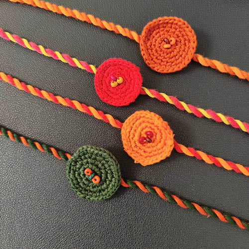 Ring Crochet Multi Cotton Handmade Rakhi Set of 4