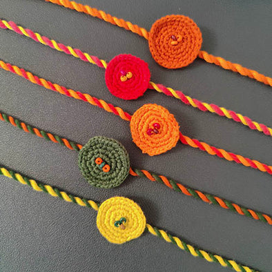 Ring Crochet Multi Cotton Handmade Rakhi Set of 5
