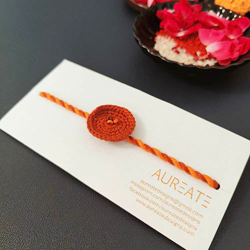 Ring Crochet  Rust Orange Cotton Handmade Rakhi