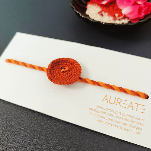 Ring Crochet  Rust Orange Cotton Handmade Rakhi