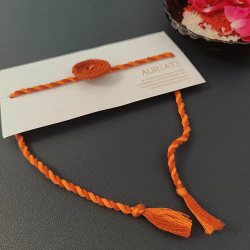 Ring Crochet  Rust Orange Cotton Handmade Rakhi