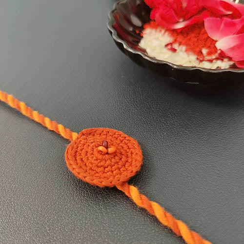 Ring Crochet  Rust Orange Cotton Handmade Rakhi