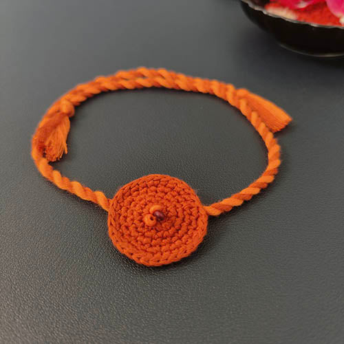 Ring Crochet  Rust Orange Cotton Handmade Rakhi