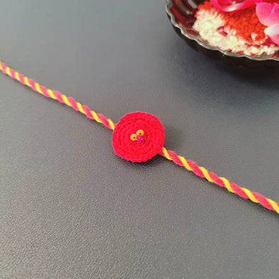 Ring Crochet Pink Yellow Cotton Handmade Rakhi