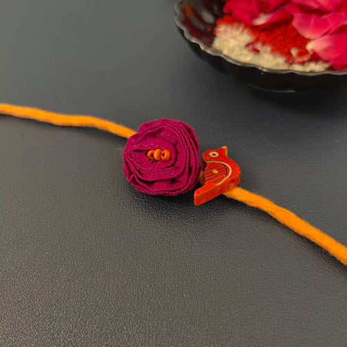 Purple/Tangerine Fabric Rakhi for adult and kids