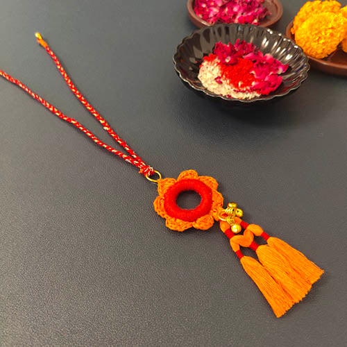 Tangerine Crochet Tassel Lumba set