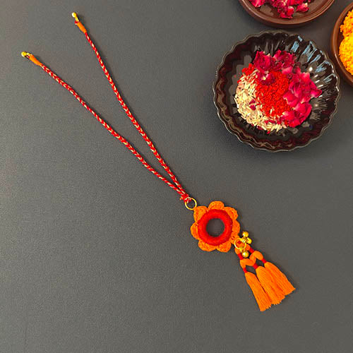 Tangerine Crochet Tassel Lumba set