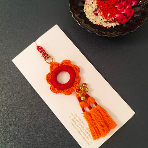 Tangerine Crochet Tassel Lumba set