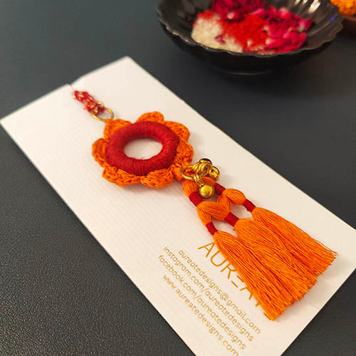 Tangerine Crochet Tassel Lumba set