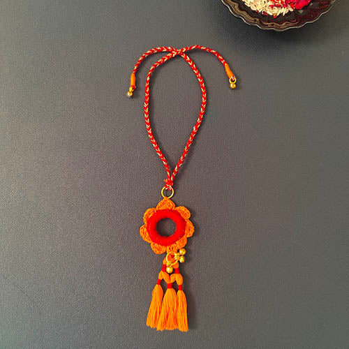 Tangerine Crochet Tassel Lumba set