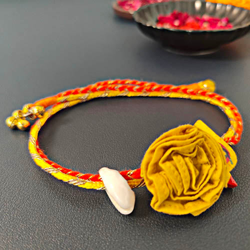 Yellow / Orange Fabric Adult Rakhi