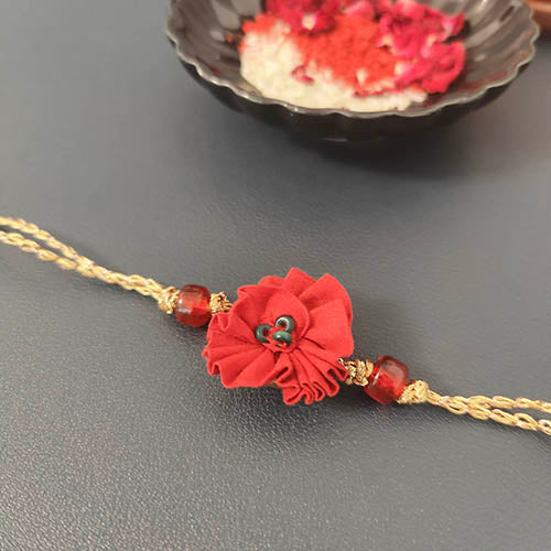 Rose Crimson Gold  Fabric Dori Rakhi