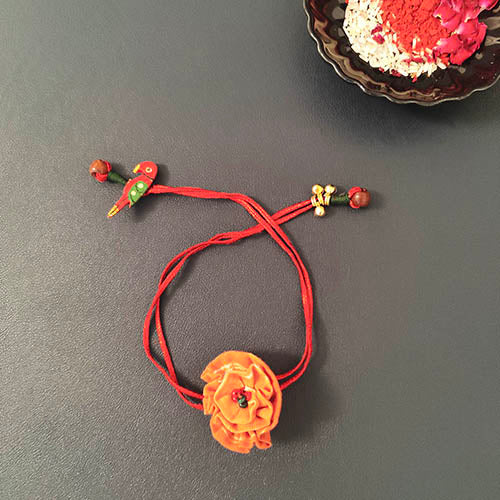 Brick Red  Shibori Fabric Handmade Rakhi