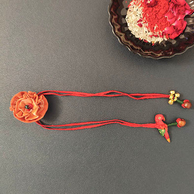 Brick Red  Shibori Fabric Handmade Rakhi