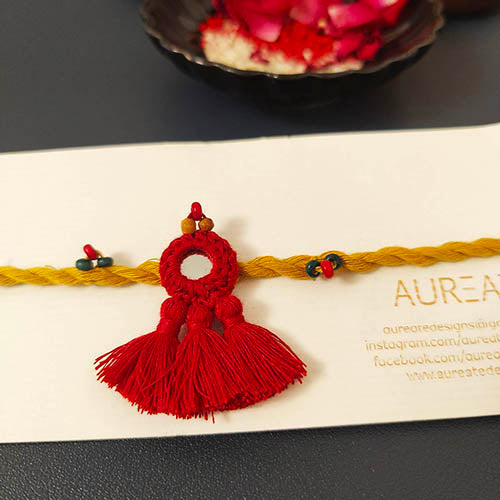 Tassel Mirror Multi Cotton Handmade Adult Rakhi