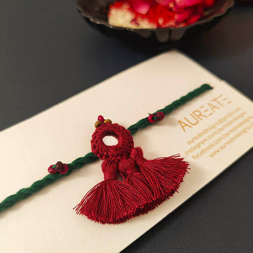 Tassel Mirror Multi Cotton Handmade Adult Rakhi