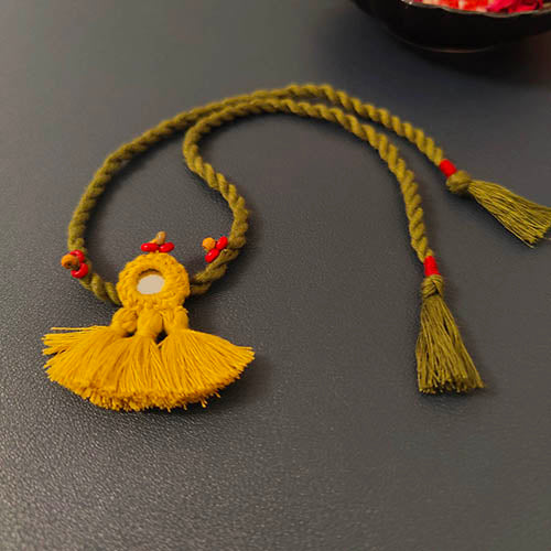 Tassel Mirror Multi Cotton Handmade Adult Rakhi