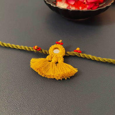 Tassel Mirror Multi Cotton Handmade Adult Rakhi