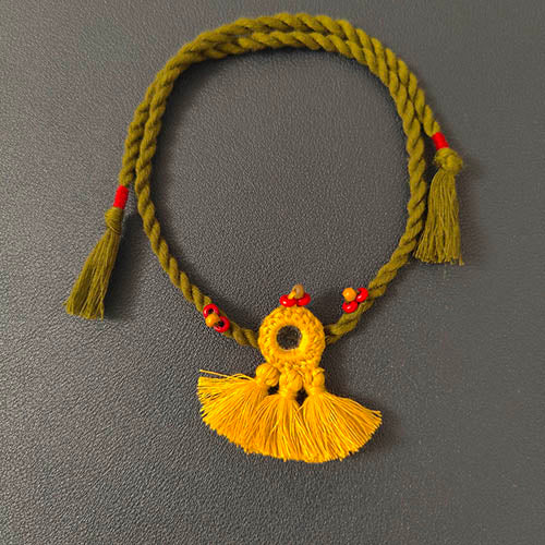 Tassel Mirror Multi Cotton Handmade Adult Rakhi