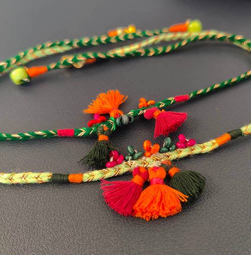 Tassel Green Cotton Handmade Adult Rakhi (Set of 2)