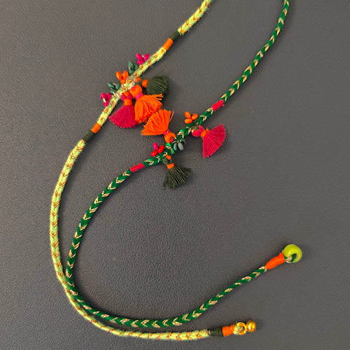 Tassel Green Cotton Handmade Adult Rakhi (Set of 2)